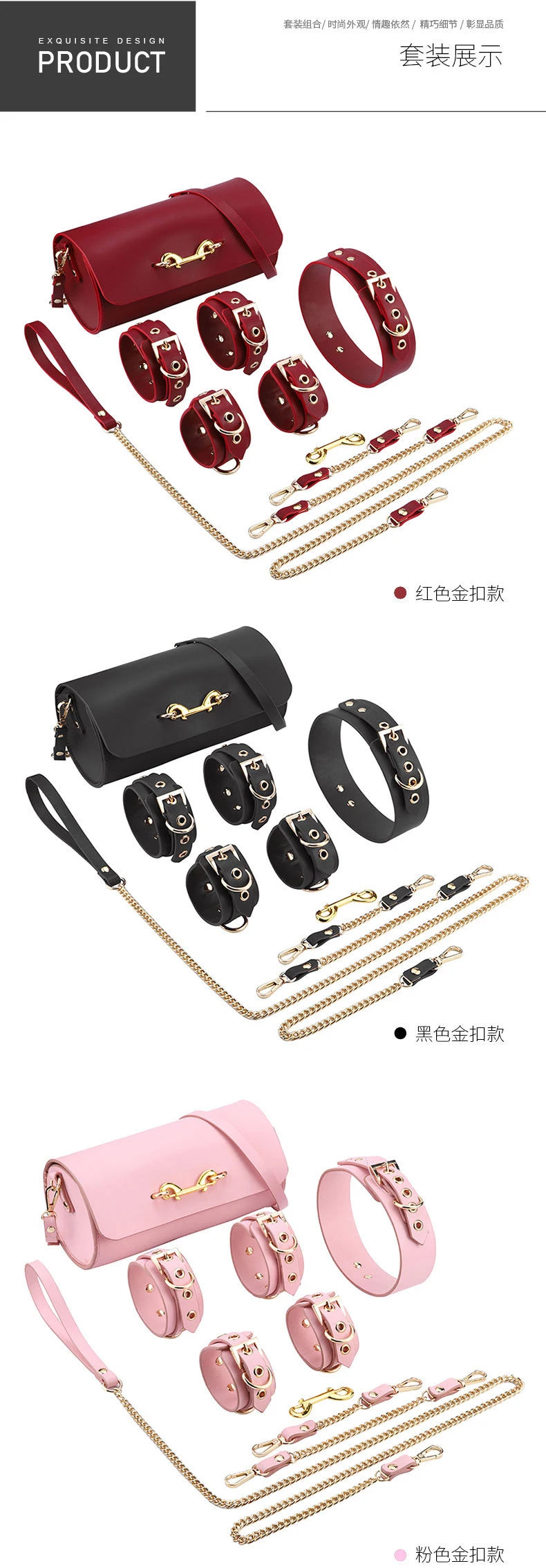 Thierry Sex Couple Bdsm Bondage Set Split Leather Restraints Collars Wrist Ankle Cuff Handcuffs Sex Toys For Women Adult Games
