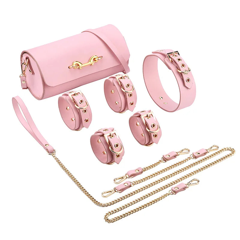 Thierry Sex Couple Bdsm Bondage Set Split Leather Restraints Collars Wrist Ankle Cuff Handcuffs Sex Toys For Women Adult Games