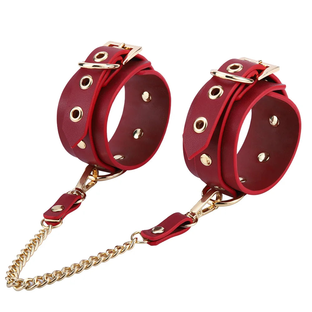 Thierry Sex Couple Bdsm Bondage Set Split Leather Restraints Collars Wrist Ankle Cuff Handcuffs Sex Toys For Women Adult Games