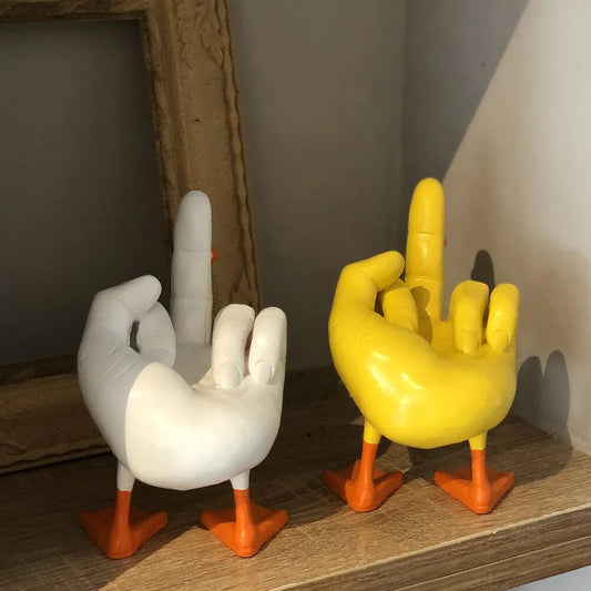Middle Finger Duck Figurine Funny Sculpture Resin Craft