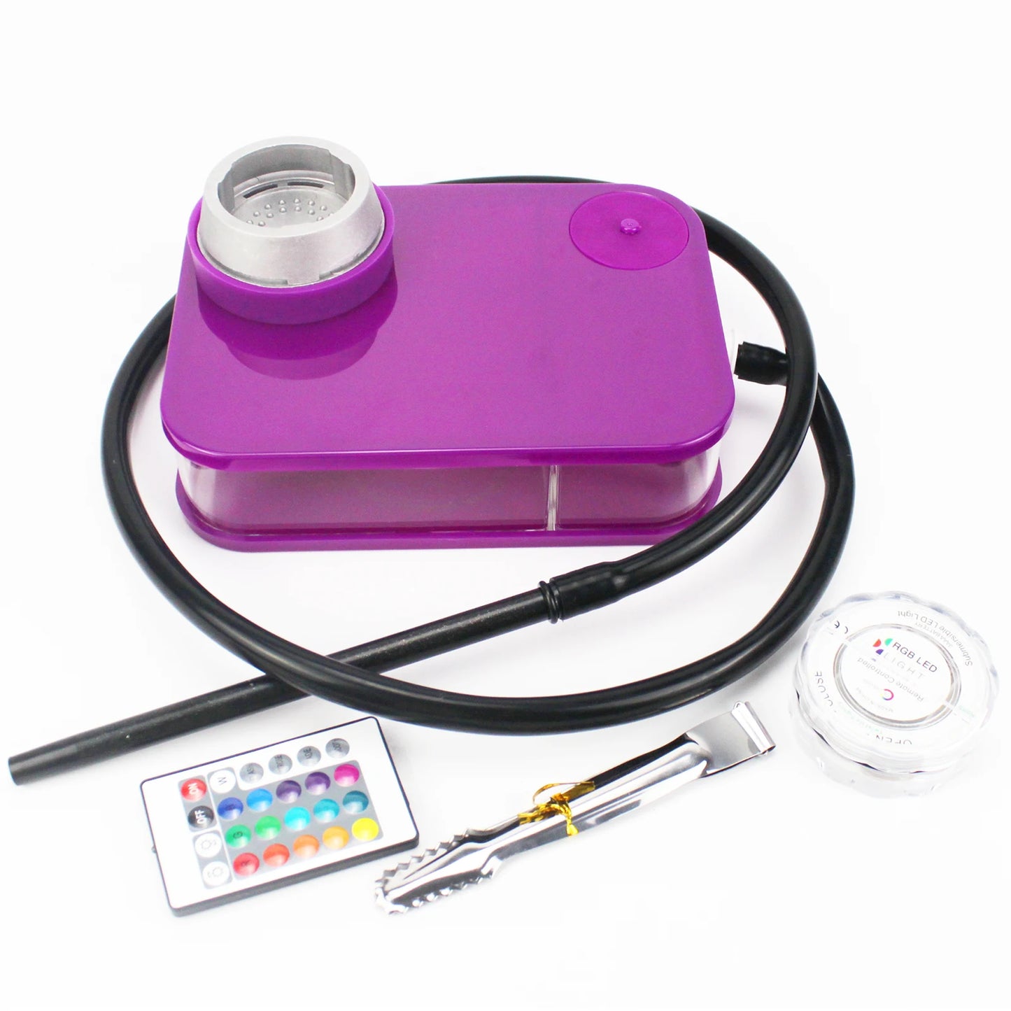 Acrylic Hookah Set With LED Light Silicone Bowl Coal Holder Shisha Nargile Sheesha Narguile Chicha Cachimbas Box Ket Accessory