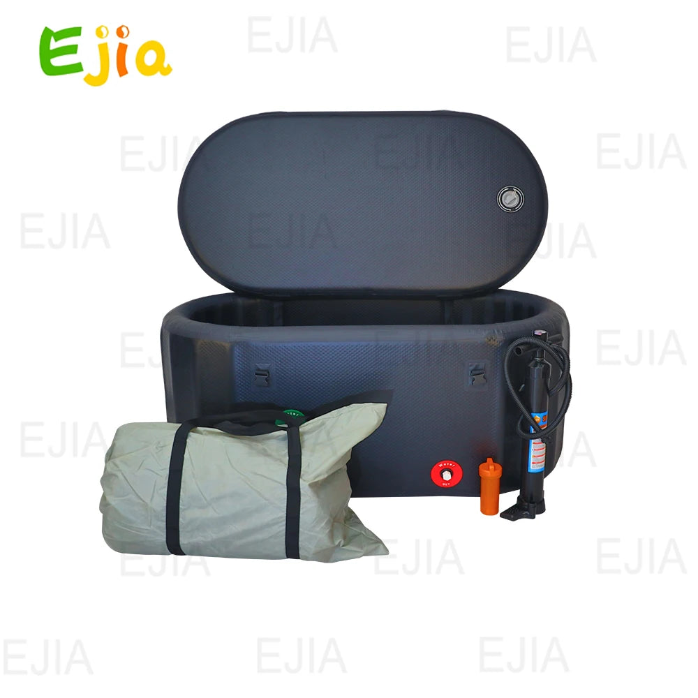 52"L Inflatable Ice Bath Tub Compatible For Water Chillers, 140 Gallons Portable Cold Plunge Tub for Athletes Recovery with Lid