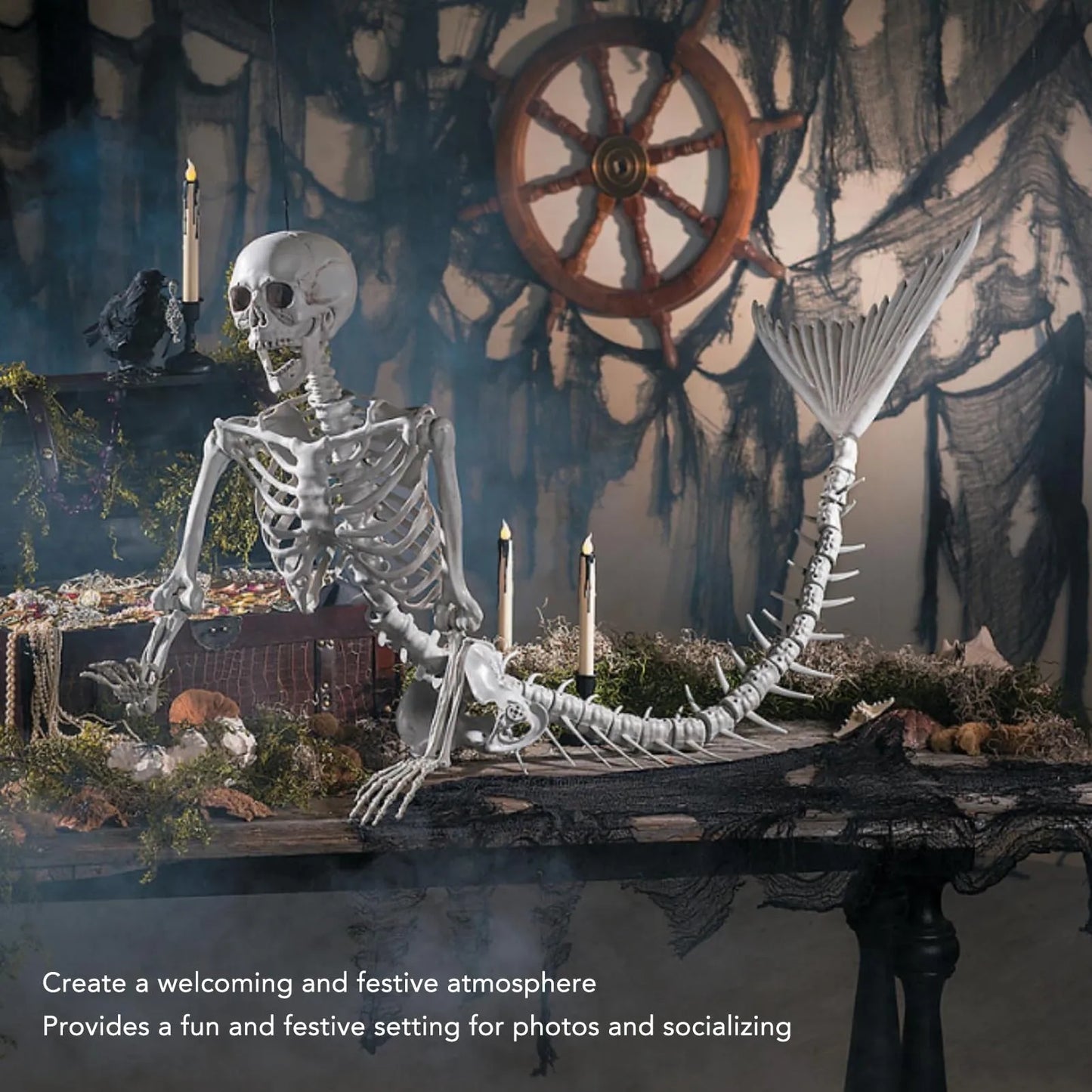 Skeleton Decorations Halloween Skeleton Thrilling Movable Joints Decorative Life Size for Patio