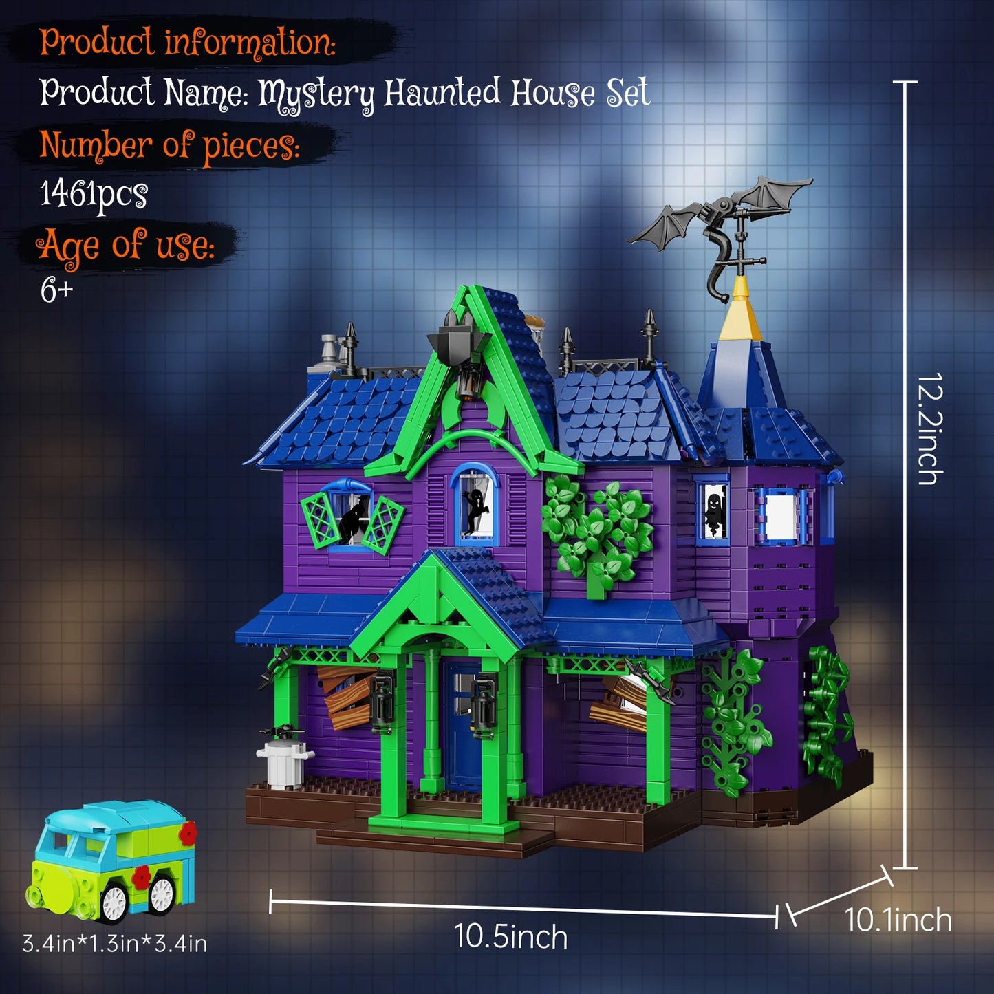 BuildMOC Mystery Mansion Building Blocks Set Scoo Movie Haunted House Bricks Toys Boys and Girls Gifts(1461 Pcs)