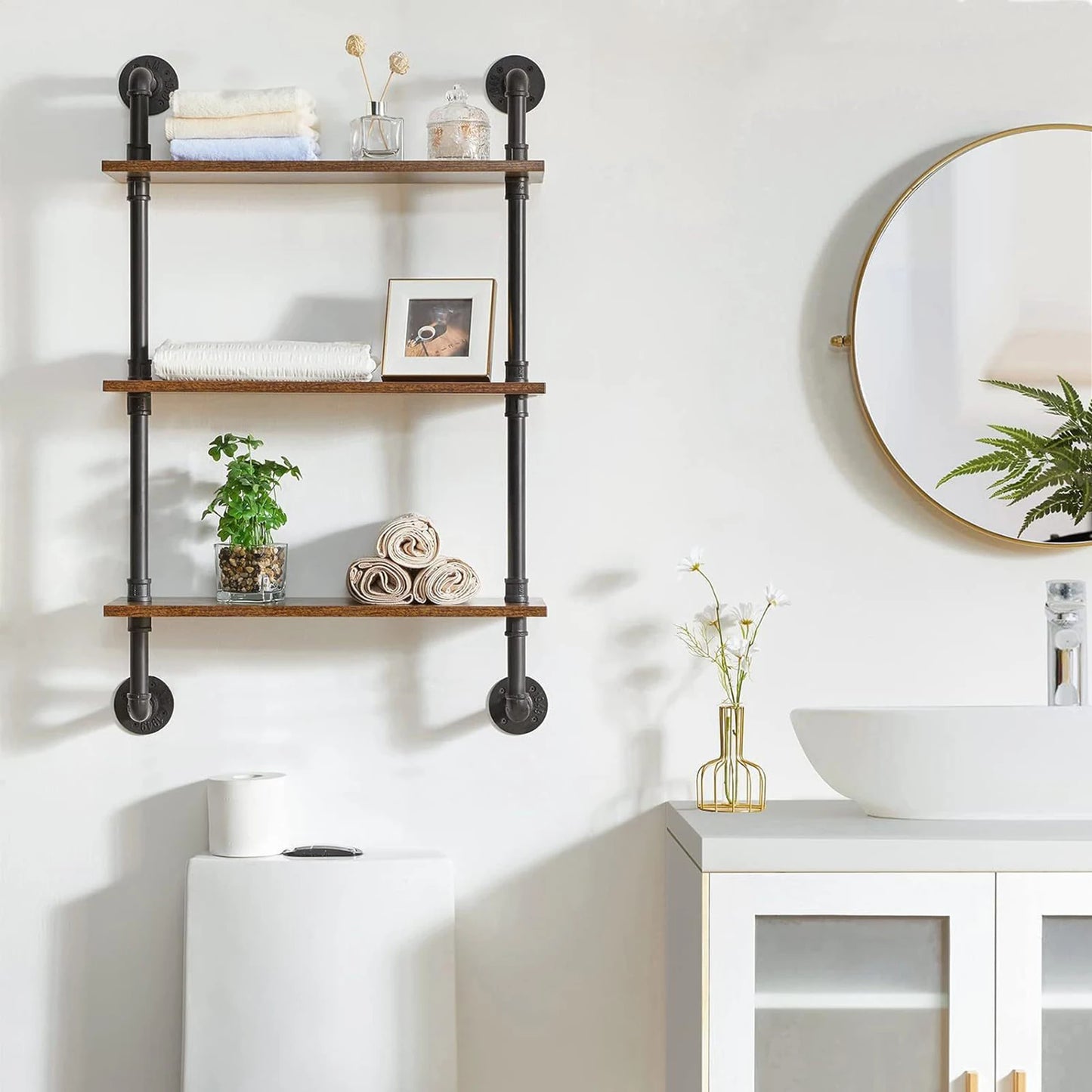 Multi-layer Storage Rack Floating Shelves Strong Load-bearing Smooth Edge Easy Assembly Rustic Wood Wall Shelves Organizer