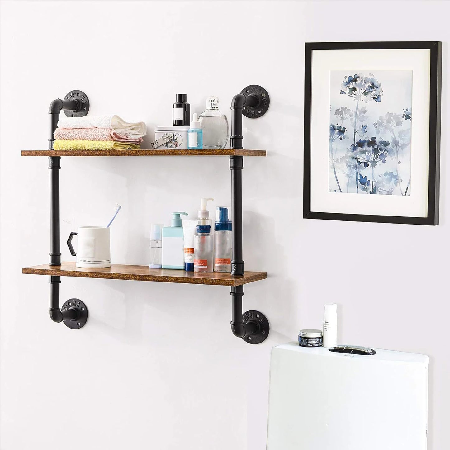 Multi-layer Storage Rack Floating Shelves Strong Load-bearing Smooth Edge Easy Assembly Rustic Wood Wall Shelves Organizer