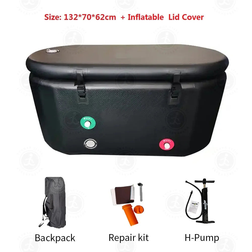52"L Inflatable Ice Bath Tub Compatible For Water Chillers, 140 Gallons Portable Cold Plunge Tub for Athletes Recovery with Lid