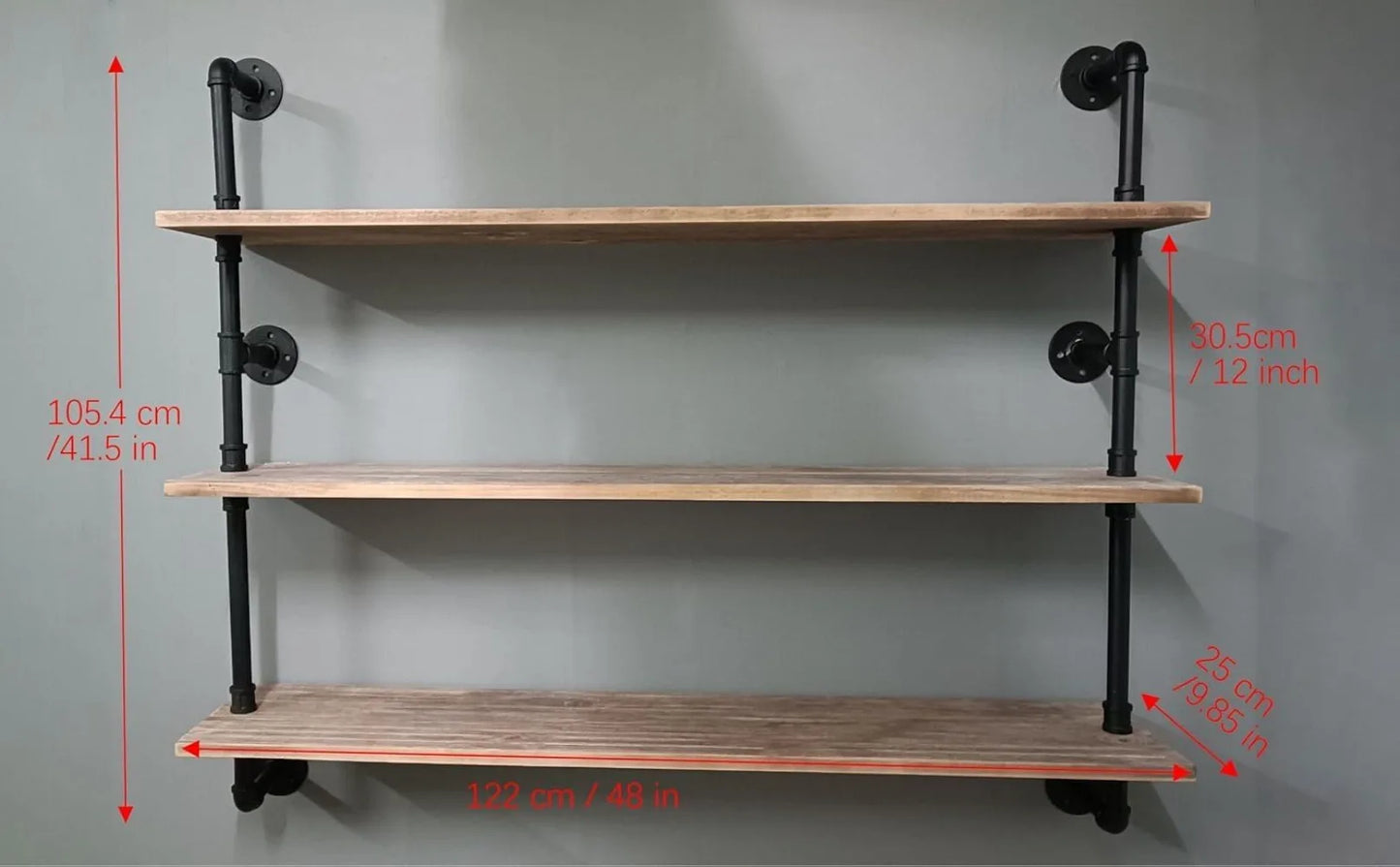 Floating Shelves,Wall Mounted Rustic Wood Shelf,Pipe Shelves,Industrial Pipe Shelf with Real Wood Planks