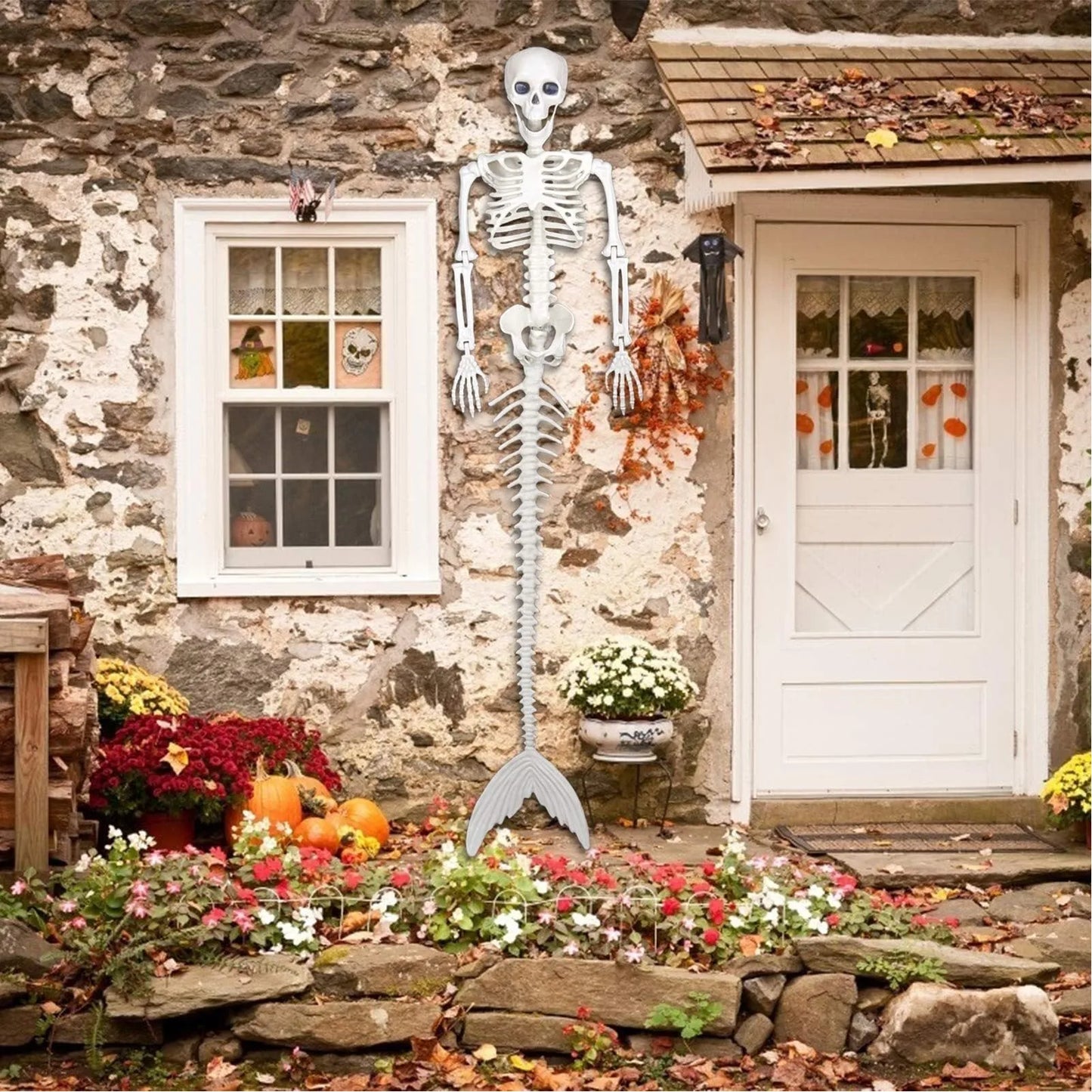 Skeleton Decorations Halloween Skeleton Thrilling Movable Joints Decorative Life Size for Patio