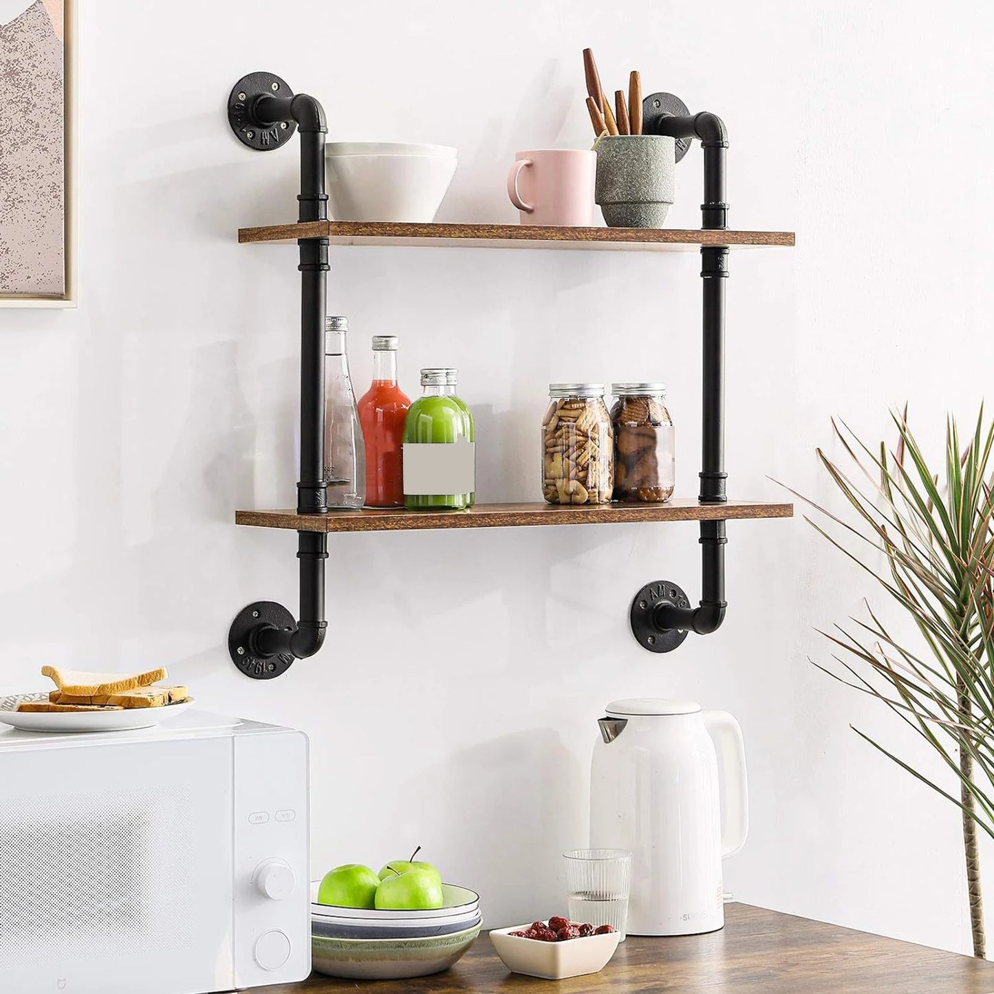 Multi-layer Storage Rack Floating Shelves Strong Load-bearing Smooth Edge Easy Assembly Rustic Wood Wall Shelves Organizer