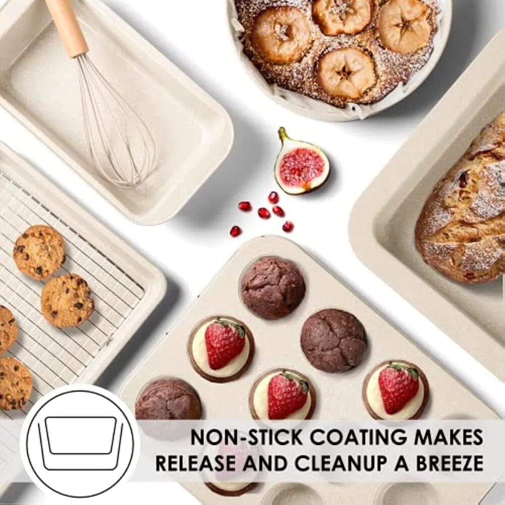 Ceramic Pots and Pans Set - Nonstick Kitchen Cookware + Bakeware Set Induction