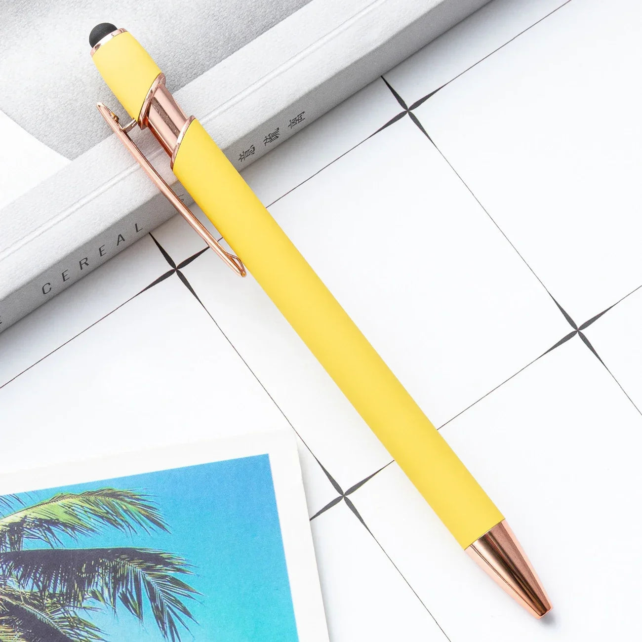 50pcs Light Metal Ballpoint Pen Touch Screen Pen Office School Advertising Pen Custom Logo Text Engraving Laser Engraving