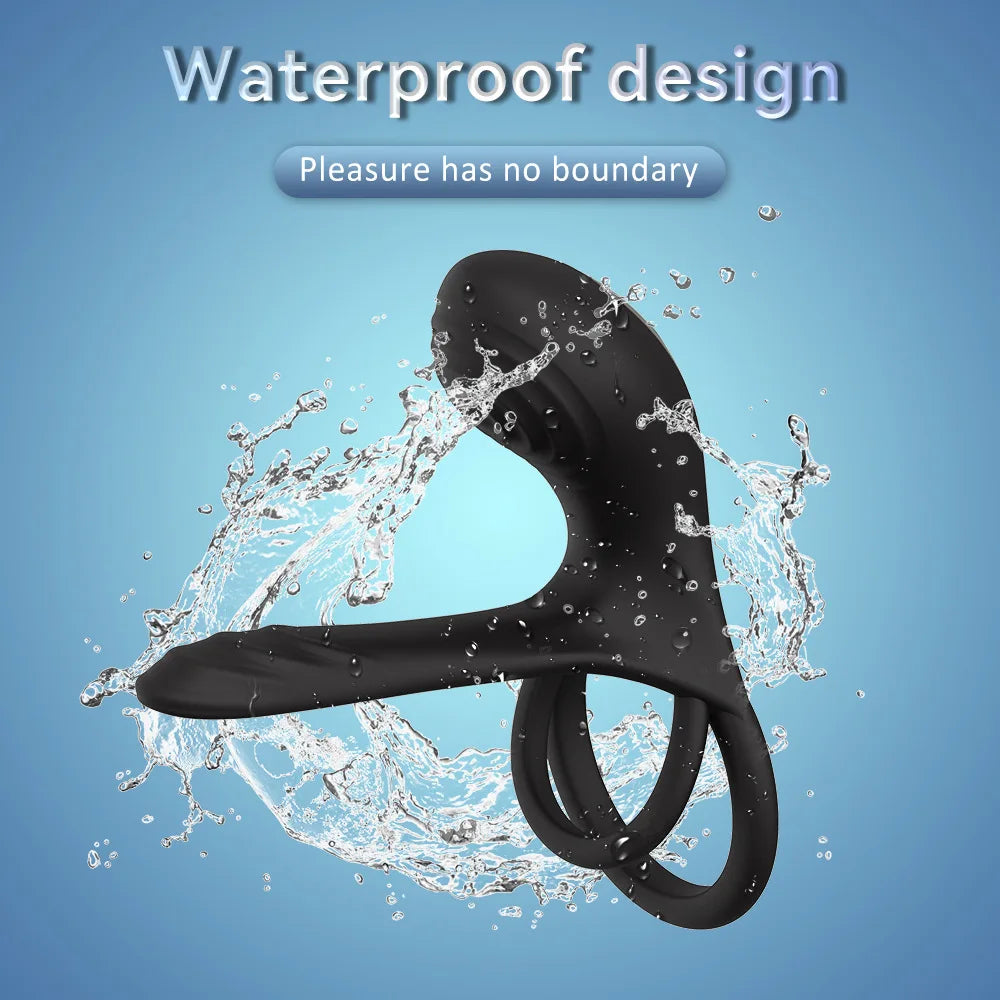 Double-ring penis ring dual-motor vibration delayed ejaculation and enlargement of erection adult sex toy 18