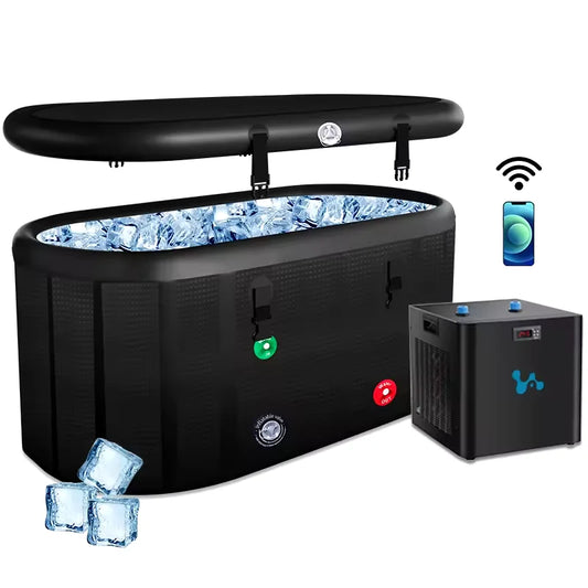 52"L Inflatable Ice Bath Tub Compatible For Water Chillers, 140 Gallons Portable Cold Plunge Tub for Athletes Recovery with Lid