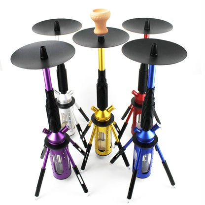 New 68.2CM Hookah Rocket Shisha With LED Light Metal Diffuser Smoking Water Pipe Stable Glass Vase Nargile Sheesha Hookahs Set