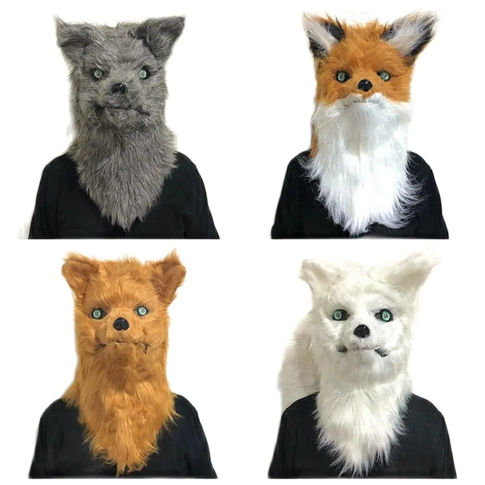 Fox Head Mask Can Open Mouth Halloween Cosplay Costume Animal Mask Make-up Dance Cute