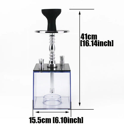 Cube Acrylic Hookah Set with 2 Hose LED Light Silicone Bowl Hookahs Narguile Sheesha Chicha Nargile Cachimbas Shisha Box Ket