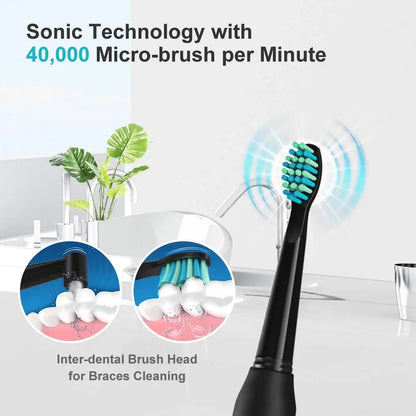 Fairywill Sonic Electric Toothbrush Ultra Fast USB Charger Waterproof IPX7 5-Mode Fairywill FW-507 with 3 Brush Head