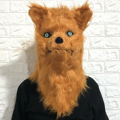 Fox Head Mask Can Open Mouth Halloween Cosplay Costume Animal Mask Make-up Dance Cute