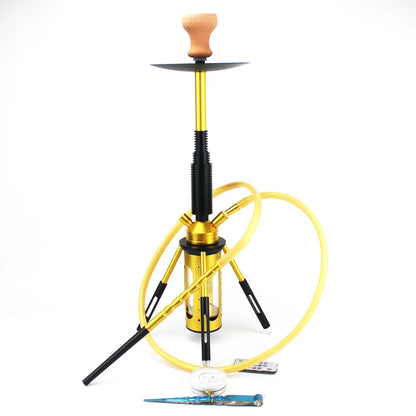 New 68.2CM Hookah Rocket Shisha With LED Light Metal Diffuser Smoking Water Pipe Stable Glass Vase Nargile Sheesha Hookahs Set