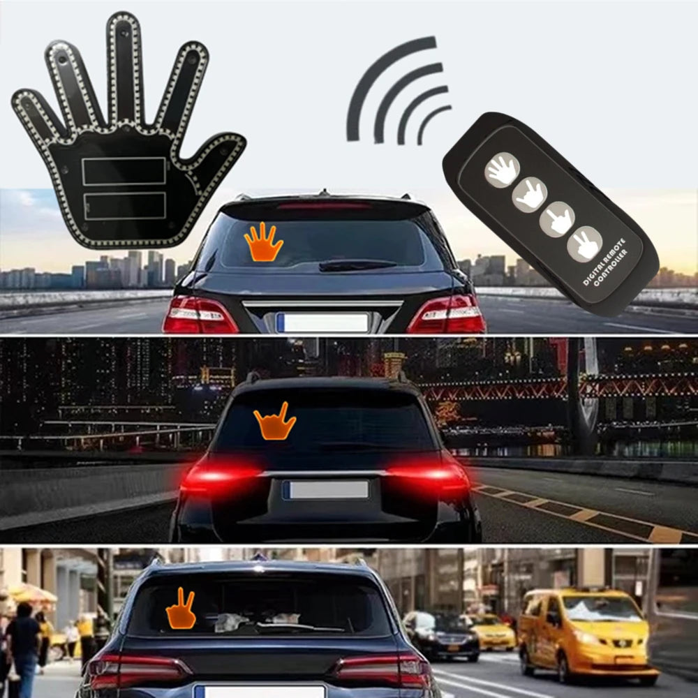 Funny Gift For Men Gesture Light Car Gadgets LED Hand Sign Car Interior Ornaments Middle Finger