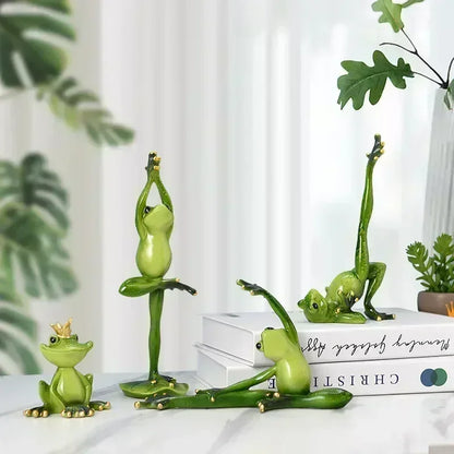 Yoga Frog Figurines Frog Decoration Couple Frogs Sport Frogs Desktop Ornaments Resin Art