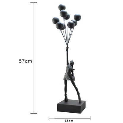 Banksy Balloon Girl Sculptures Figurines Home Decoration Resin Flying Balloon Girl Statue Luxury