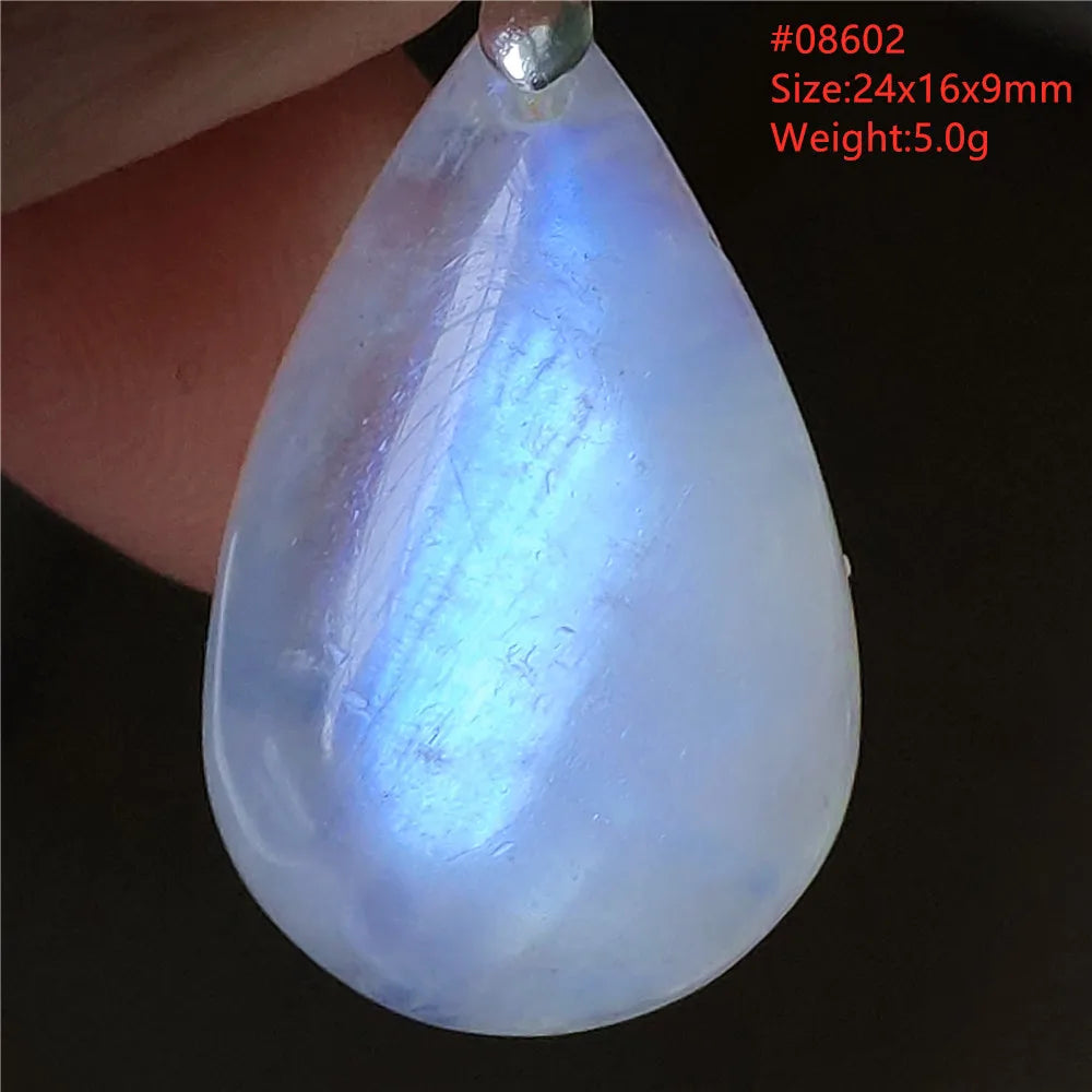 Natural Moonstone Blue Light Water Drop Pendant Necklace Bead Women Men Moonstone Oval Fashion India Jewelry AAAA