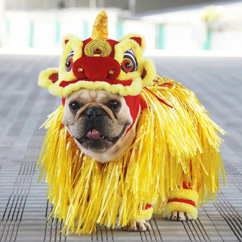 Halloween Pet Dog Clothes Chinese Dance Lion New Year Cosplay Costume Dragon Party Festive Lucky