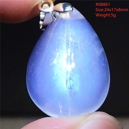 Natural Moonstone Blue Light Water Drop Pendant Necklace Bead Women Men Moonstone Oval Fashion India Jewelry AAAA