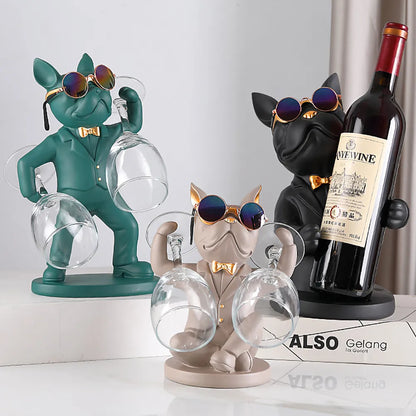 Bulldog Animal Figurine Cup Wine Glass Holder,Table Ornaments,Dog Statue,Sculpture