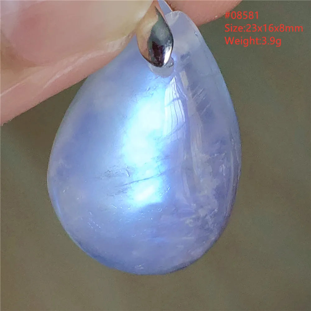 Natural Moonstone Blue Light Water Drop Pendant Necklace Bead Women Men Moonstone Oval Fashion India Jewelry AAAA