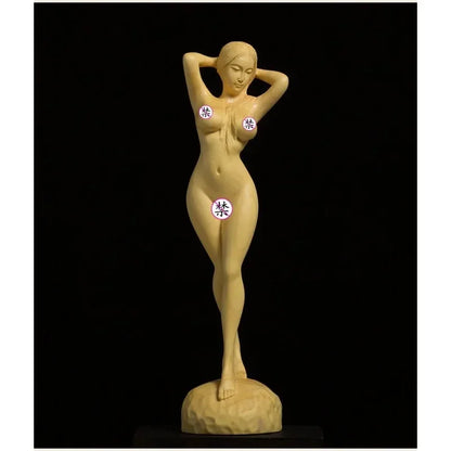 Big-breasted Beauty Decoration Boxwood Sculpture Nude Female Body Art Male Playmaker