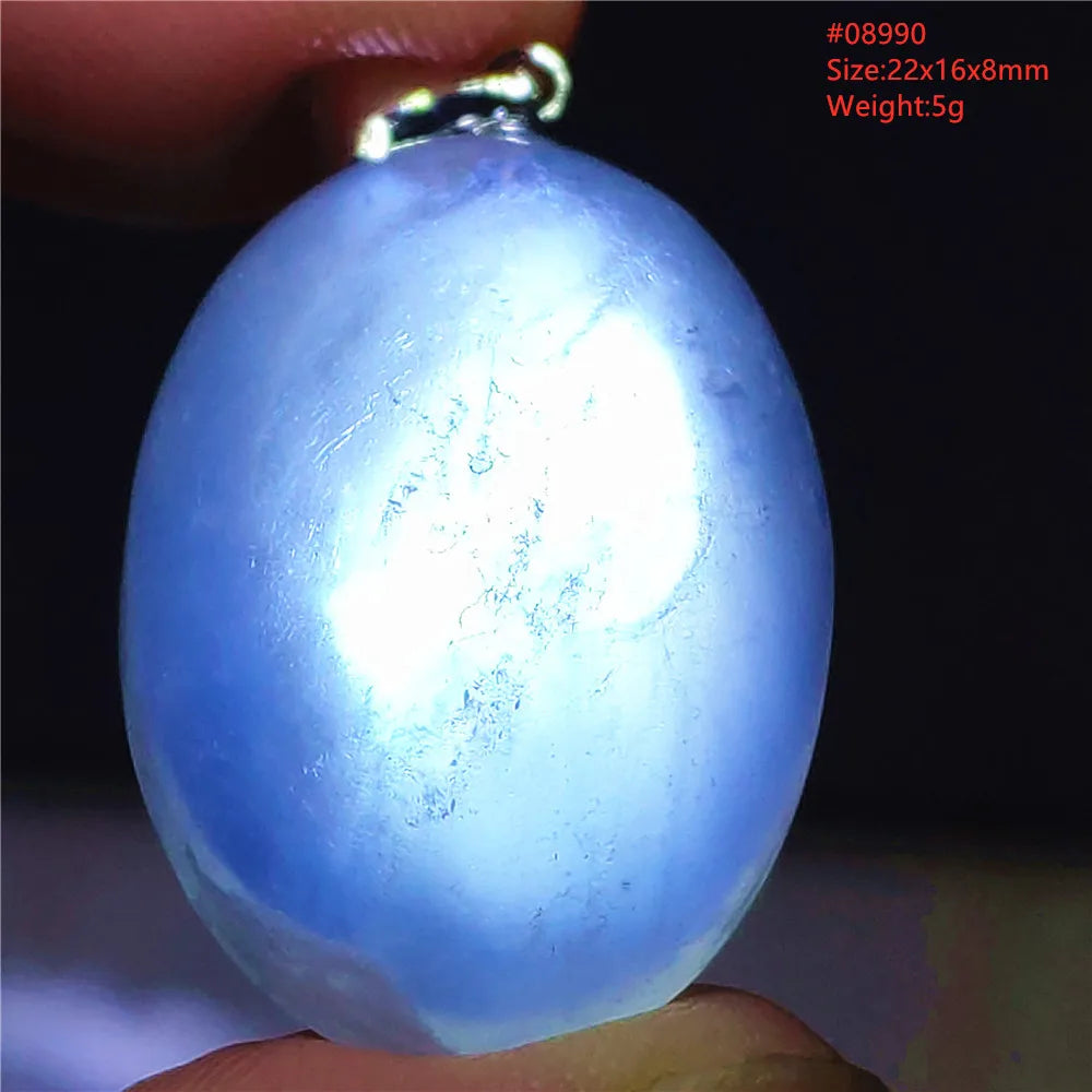 Natural Moonstone Blue Light Water Drop Pendant Necklace Bead Women Men Moonstone Oval Fashion India Jewelry AAAA