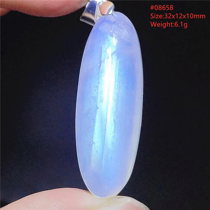 Natural Moonstone Blue Light Water Drop Pendant Necklace Bead Women Men Moonstone Oval Fashion India Jewelry AAAA