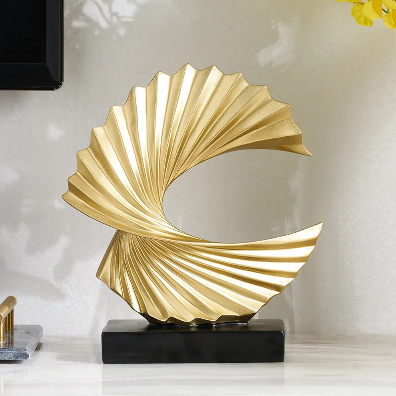 Modern Decor Abstract Sculpture Resin Sculptur Art Golden Statue Living Room Home Decoration