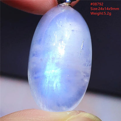 Natural Moonstone Blue Light Water Drop Pendant Necklace Bead Women Men Moonstone Oval Fashion India Jewelry AAAA