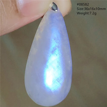 Natural Moonstone Blue Light Water Drop Pendant Necklace Bead Women Men Moonstone Oval Fashion India Jewelry AAAA