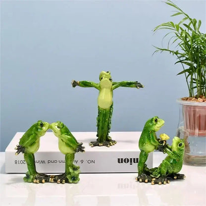 Yoga Frog Figurines Frog Decoration Couple Frogs Sport Frogs Desktop Ornaments Resin Art