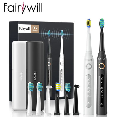 Fairywill Sonic Electric Toothbrush Ultra Fast USB Charger Waterproof IPX7 5-Mode Fairywill FW-507 with 3 Brush Head