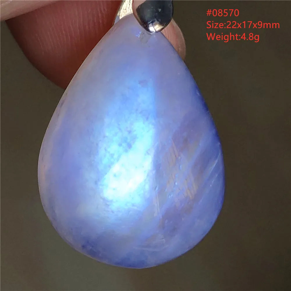 Natural Moonstone Blue Light Water Drop Pendant Necklace Bead Women Men Moonstone Oval Fashion India Jewelry AAAA