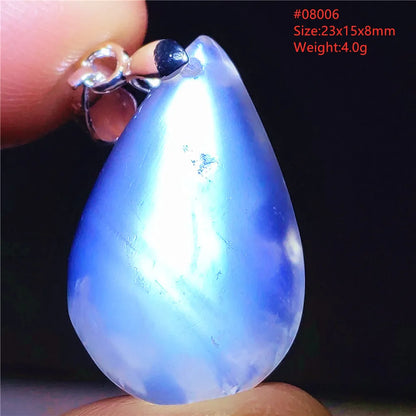 Natural Moonstone Blue Light Water Drop Pendant Necklace Bead Women Men Moonstone Oval Fashion India Jewelry AAAA