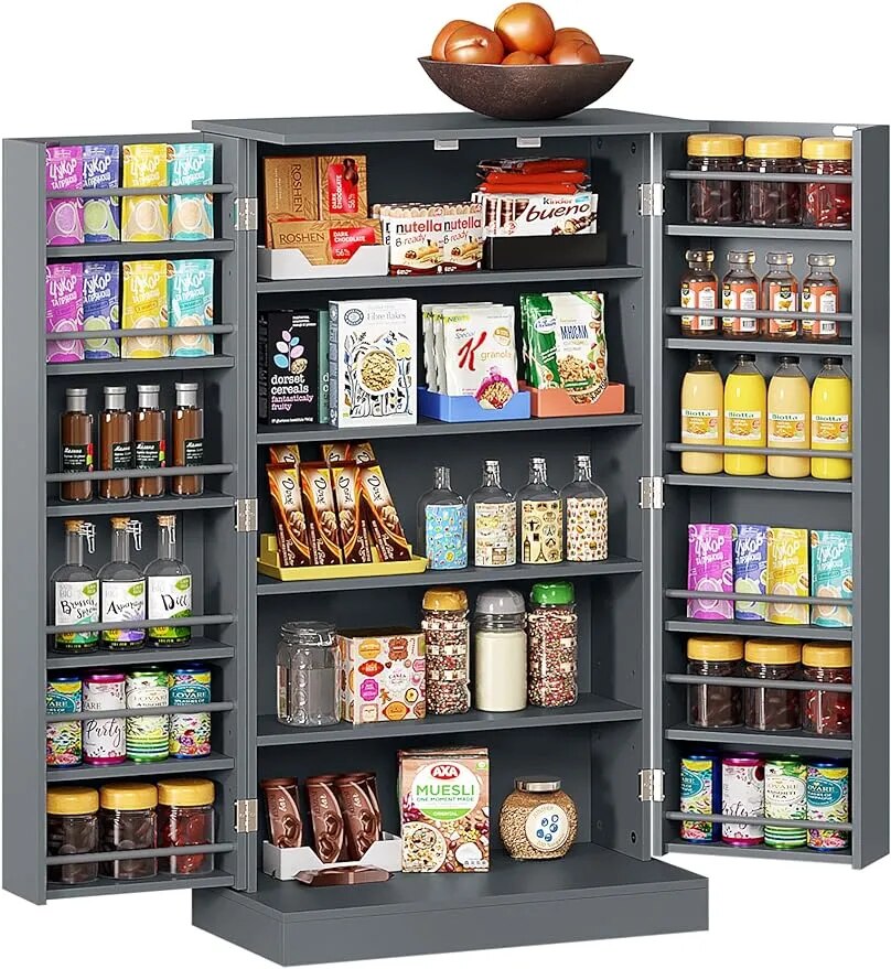 Kitchen Pantry Cabinet with Doors and Adjustable Shelves, 41"