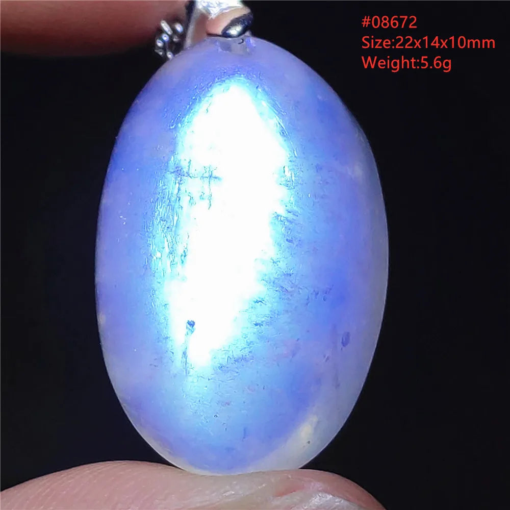 Natural Moonstone Blue Light Water Drop Pendant Necklace Bead Women Men Moonstone Oval Fashion India Jewelry AAAA