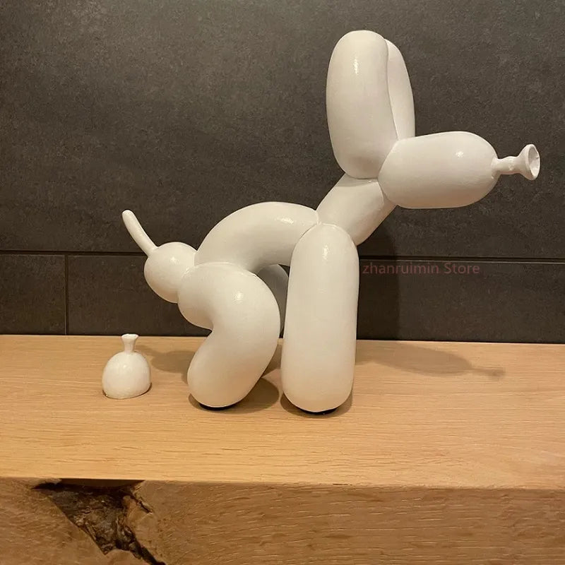 Balloon Dog Doggy Poo Statue Resin Animal Sculpture Home Decoration Resin Craft Office Decor