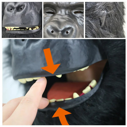 Realistic Gorilla Headgear Mask with Can Bite Open Mouth Funny Animal Headgear Maskmakeup