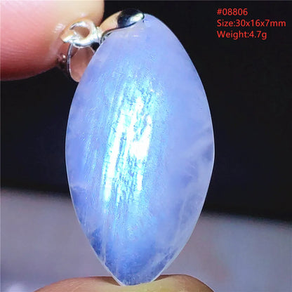 Natural Moonstone Blue Light Water Drop Pendant Necklace Bead Women Men Moonstone Oval Fashion India Jewelry AAAA