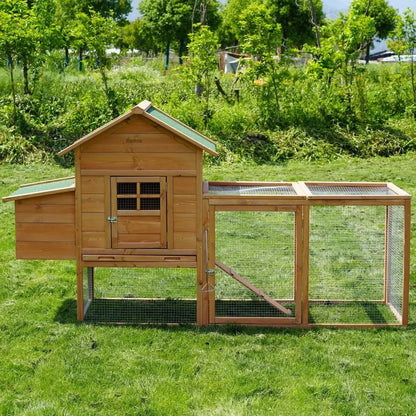 Large Chicken Coop, Waterproof Outdoor Hen House for 2-4 Chickens,Wooden Chicken House with Nesting Box,Removable Tray,PVC Cover