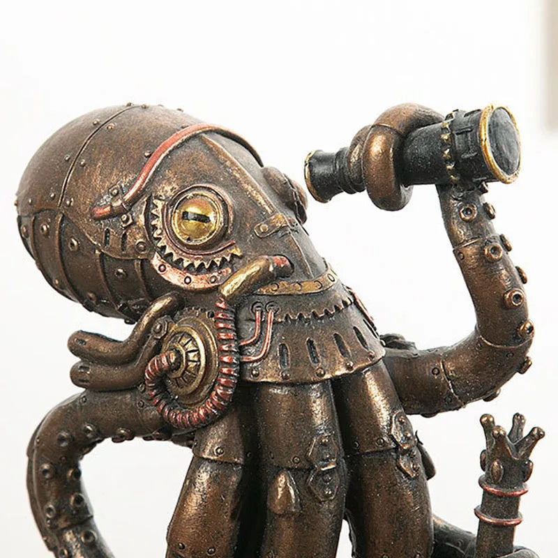 NORTHEUINS Resin Steampunk Cthulhu Mechanical Traveler Octopus Figurines Giant Kraken Marauder