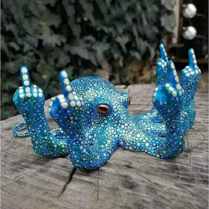 Middle Finger Octopus Statue Resin Garden Octopus Ornaments Desktop Decor Creative Angry Octopus